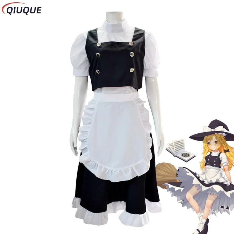 Anime Marisa Kirisame Costume Cosplay Touhou Project Cosplay Costumi di Halloween Set completo uniforme Outfit Halloween