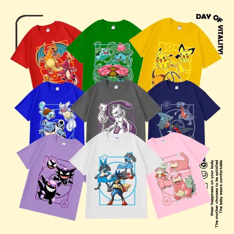 Abbigliamento Pokemon, magliette da uomo e da donna, magliette estive a maniche corte in collaborazione con Genki Pikachu