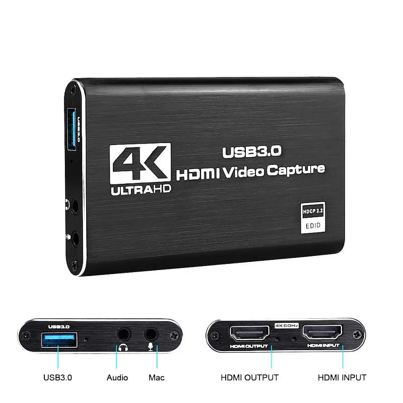 Scheda di acquisizione video USB 3.0 4K HDTV compatibile con HDMI, registratore video HD 1080P per PC, PS4, OBS, registrazione di giochi, audio di gioco, microfono.