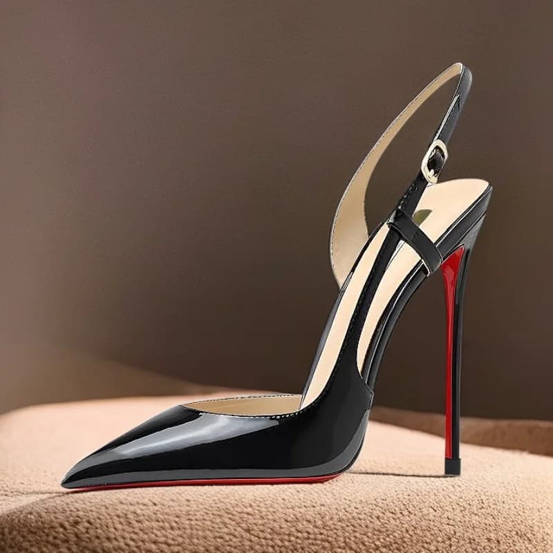 2025 Estate Nuova perdita laterale Hollow Back Triping Sandali con tacco alto Nero Sexy Stile OL Scarpe grandi 33-46