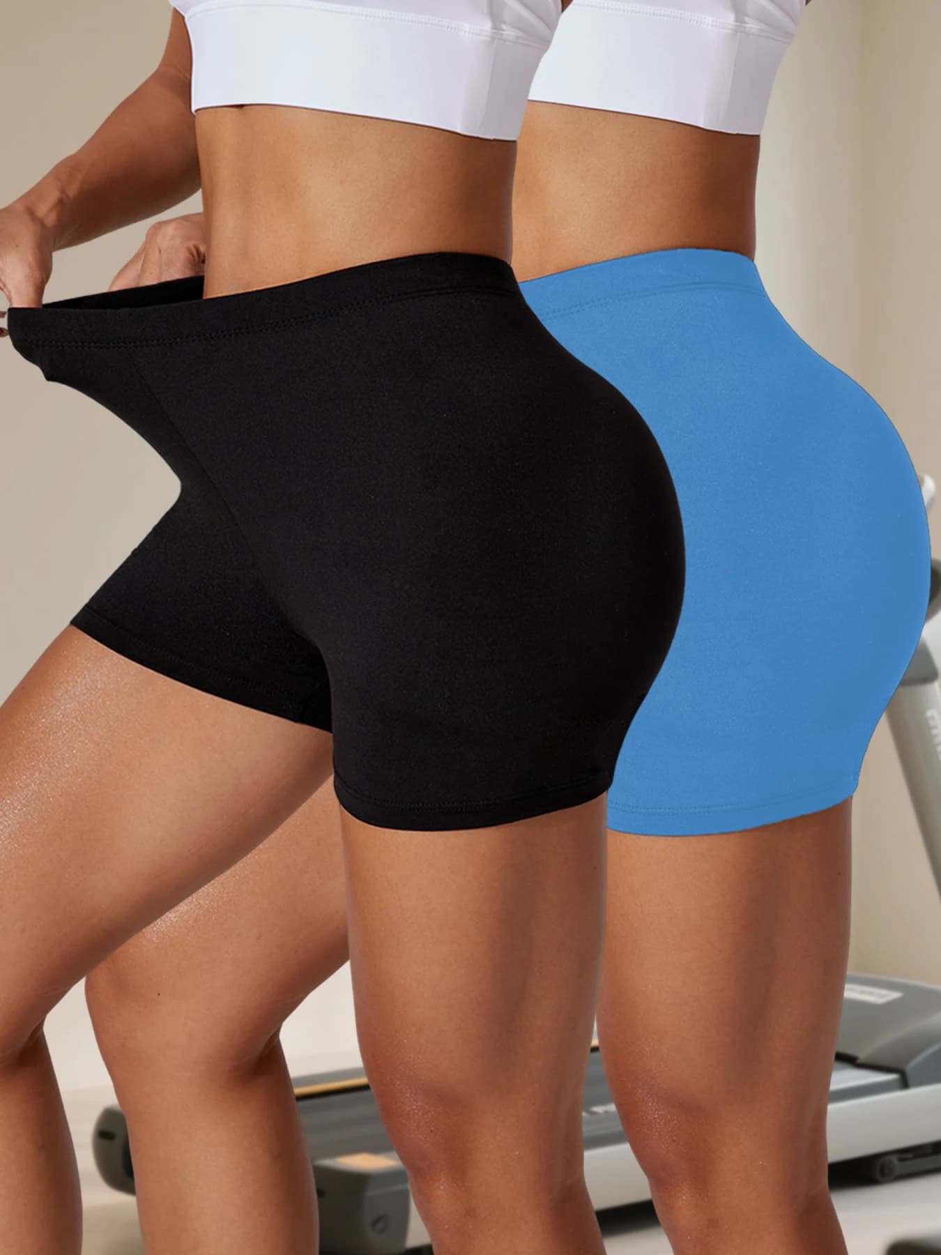 Confezione da 2 pantaloncini da ciclismo da donna, super morbidi, altamente elastici, anti-squat, per yoga, corsa, palestra, fitness e sport.
