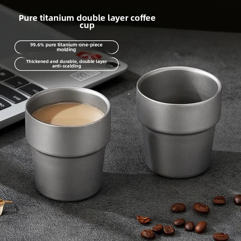 「Tazza da viaggio a doppia parete in titanio|12H caldo/freddo + anti-goccia militare|Barista alla birra multiuso|Camping/ufficio Eco-Design」 ​