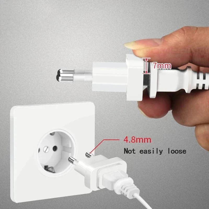 1 Pcs 4.8mm Power Plug Adapter US To EU Europe Plug Power Plug Converter Travel Adapter Power Converter Outlet