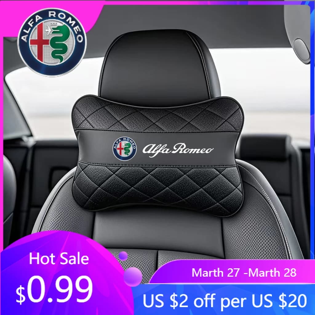 Cuscino in Memory Foam per Auto Alfa Romeo, Supporto Lombare e Protezione per il Collo, per Alfa Romeo Giulia, Stelvio, MiTo, Giulietta, Tonal