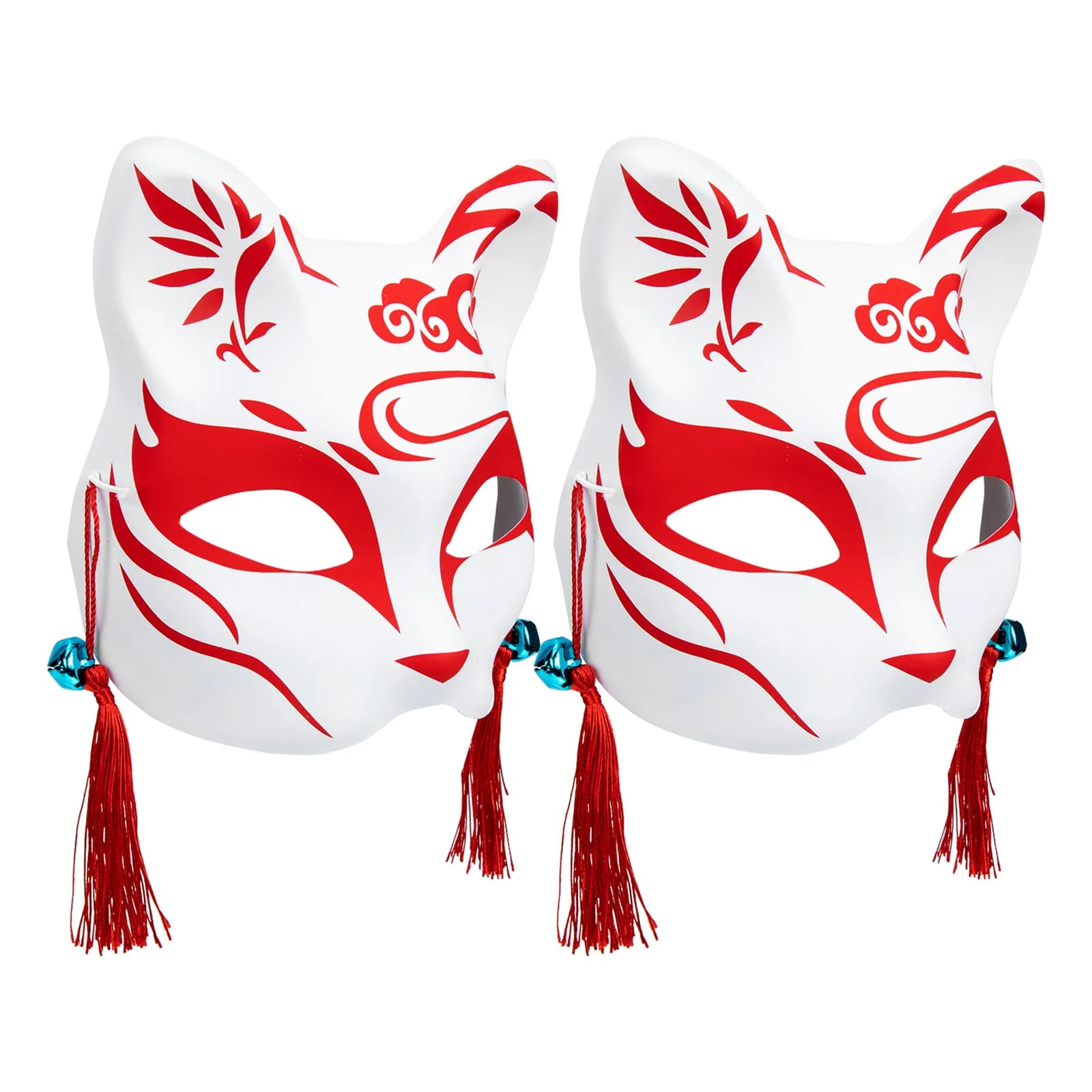 2 pezzi maschera mezza faccia maschere animali decorative giapponesi per feste in maschera carnevale di Halloween riutilizzabili