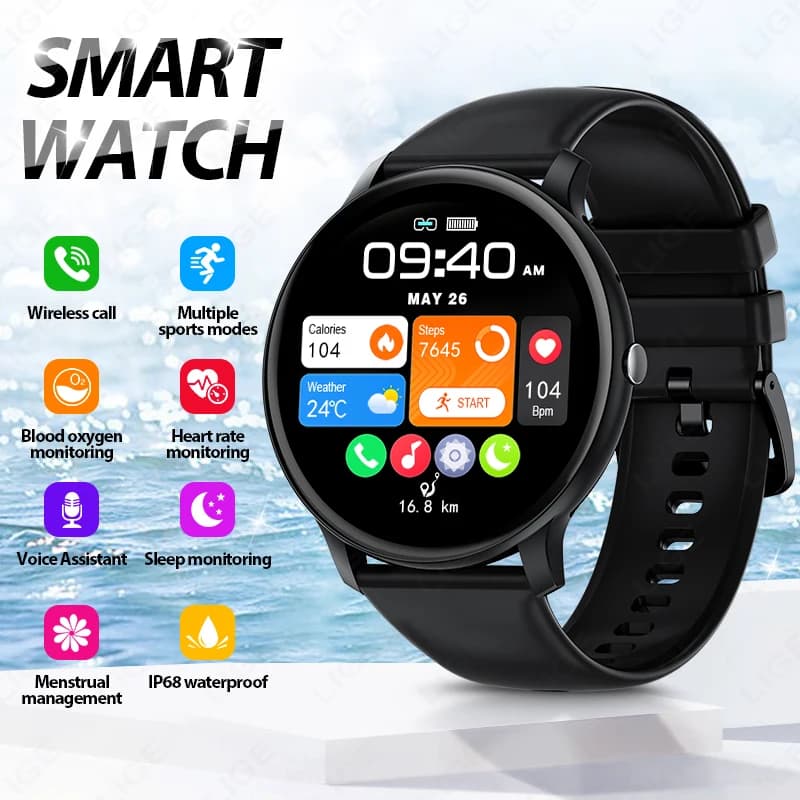 LIGE Orologio intelligente da uomo alla moda Full Touch Screen Sport Fitness Tracker Smartwatch Bluetooth impermeabile per uomo donna Smartclock