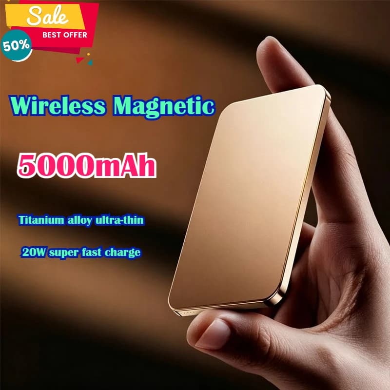 Power Bank Magnetico Wireless da 5000mAh con Ricarica Rapida 20W, Batteria Esterna Portatile per Magsafe per iPhone 17 16 15 14