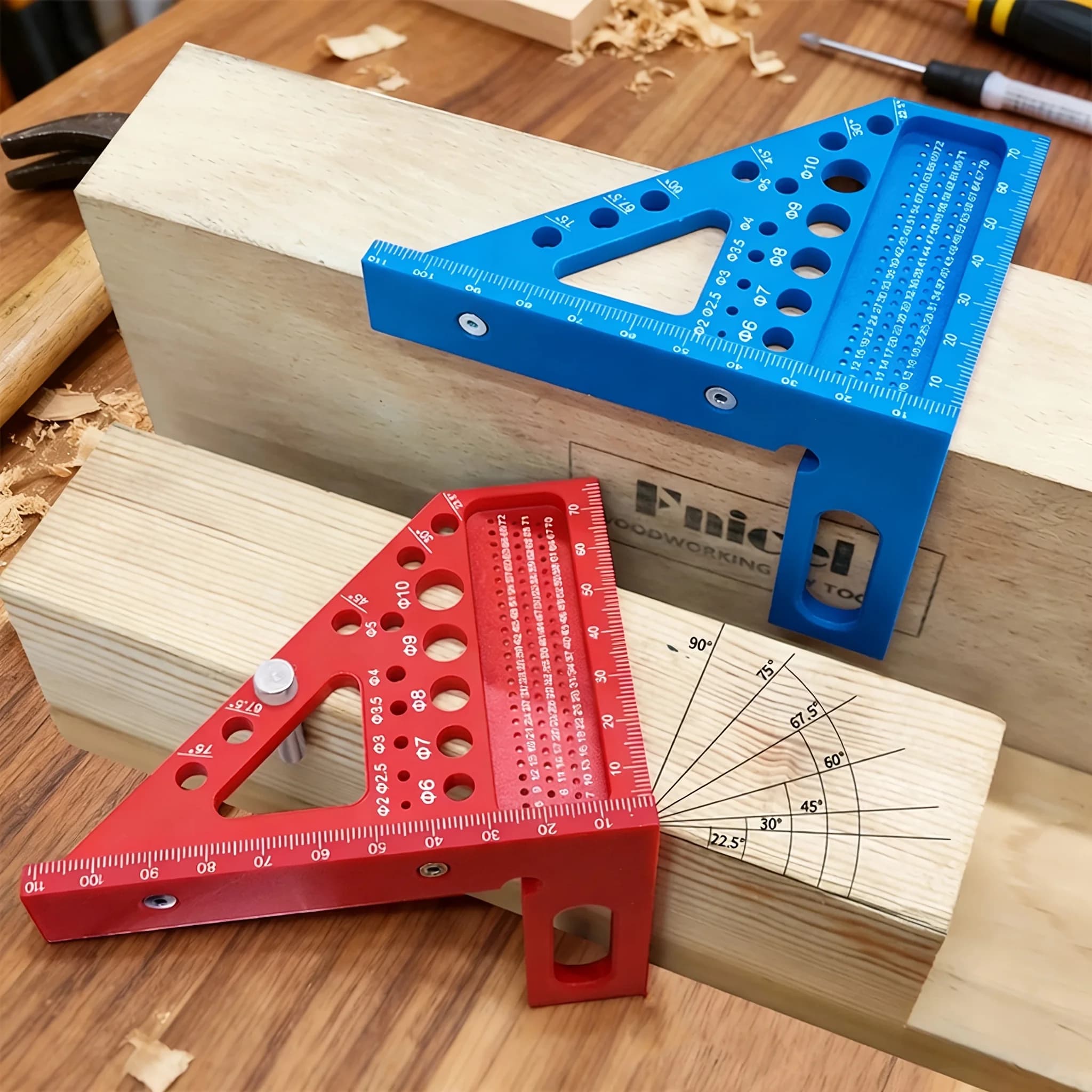 High Precision Plastic Measuring Row, Square and Multi-Angular, with Resistant Angle Pin, for Carpentry Measurements and Markings