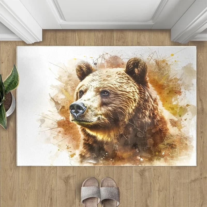 Bear Theme Door Mat Animals Pattern Welcome Rug Soft Non-Slip Home Decor Carpet Indoor Outdoor Hallway Living Room Bedroom Mat