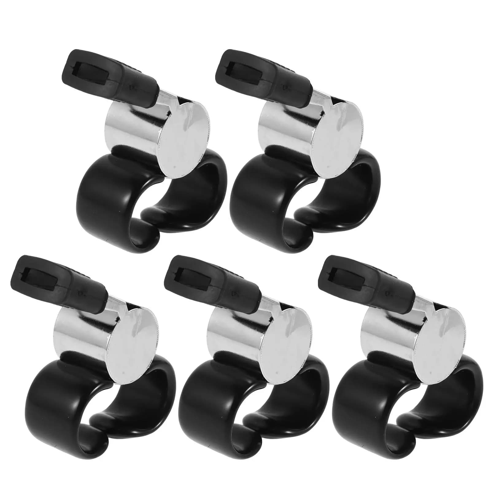 5Pcs Metal Sports Whistle Finger Ring Design Loud Crisp Sound Handheld Referee Whistle for Soccer Football Basketball Volleyball