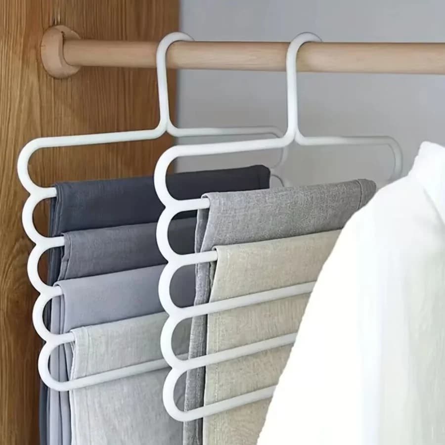 Appendiabiti Multifunzionale Salvaspazio per Pantaloni, 1/5 Pezzi, 5 Strati, con Mollette Colorate