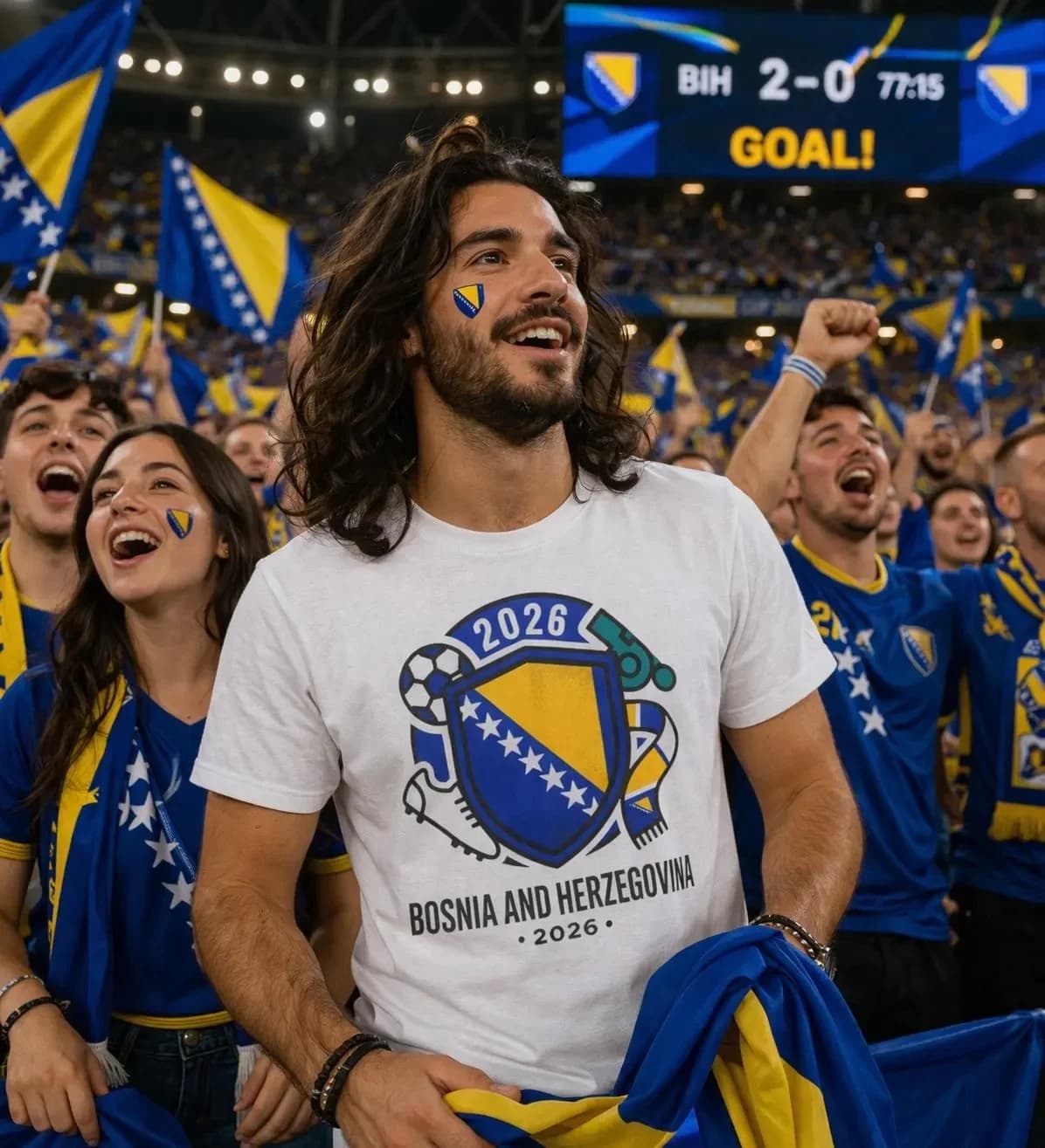T-shirt con stemma Bosnia ed Erzegovina 2026 per uomo e donna, estiva in cotone, abbigliamento Y2K, casual, alla moda, traspirante, a maniche corte