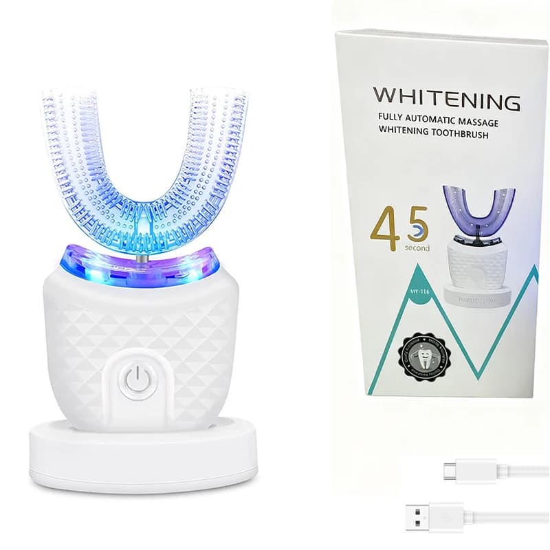 Lightweight U-shaped wireless tooth whitening brush 360 ° Silicone electric toothbrush kit for adults automatic ultrasound lazy