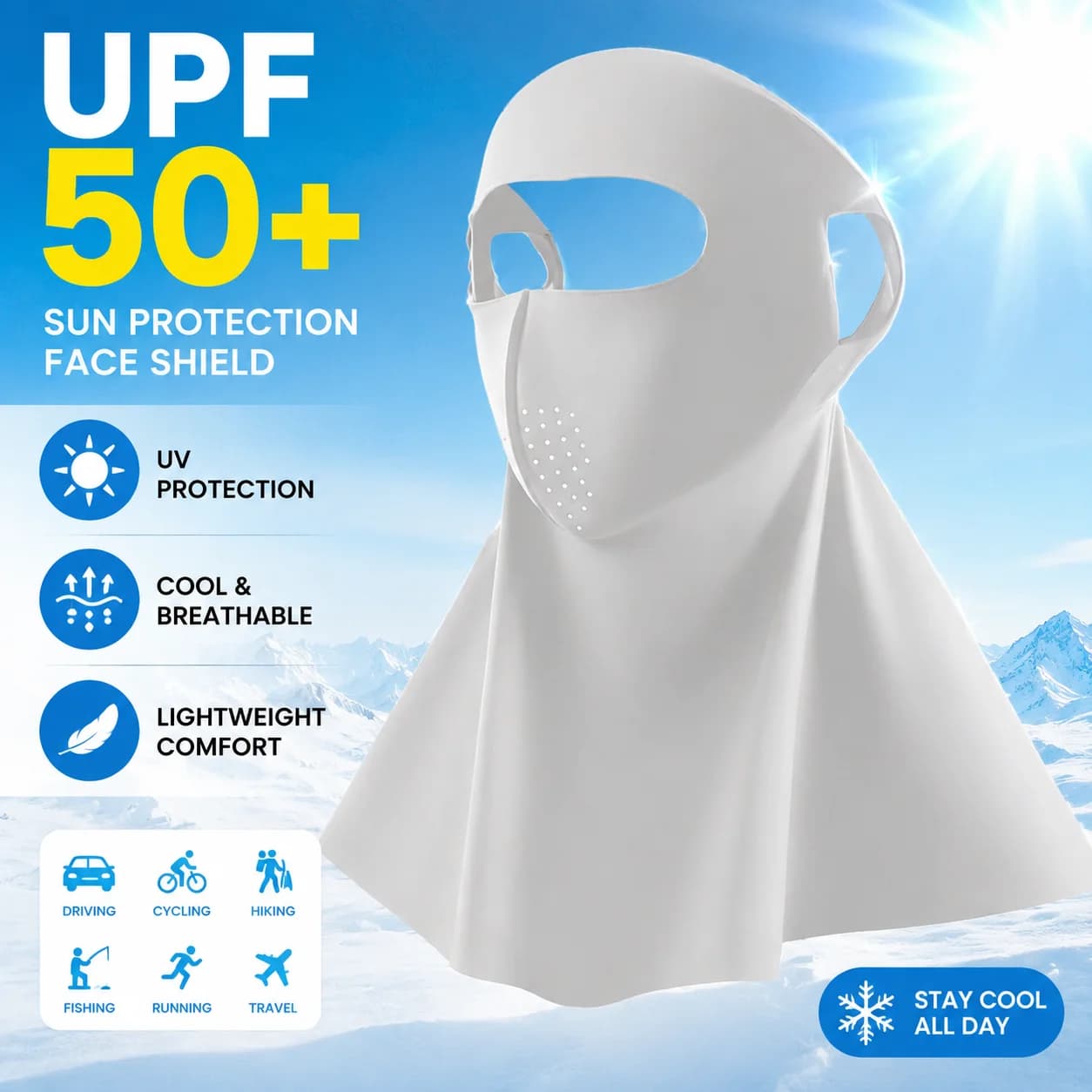 Summer Sports Earrings Cordoncino Scarves Mask Neck Protection Anti-UV Mask Ice Silk Sun Protection Velo for Face with Hole for Glasses