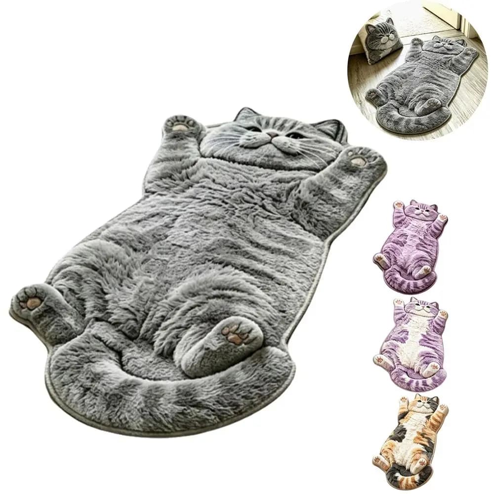 Cute 2D Cat-Shaped Area Rug Non-Slip Anti-fouling Home Decor Carpet Easy to Clean Cartoon Carpet Bedrooms