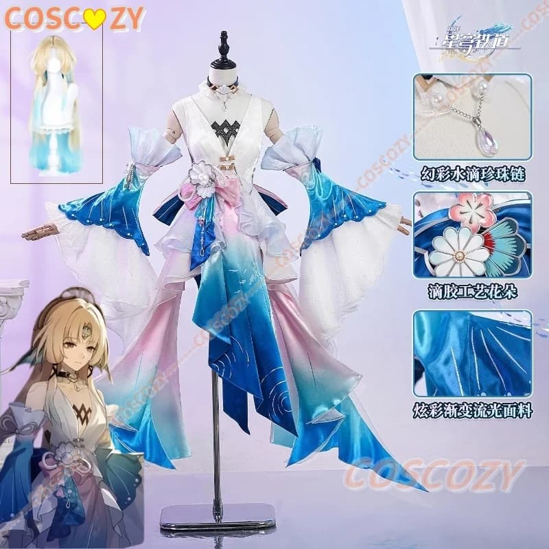Costume Cosplay Pearl di Honkai Star Rail, Parrucca, Abito, Copricapo, Ten Stonehearts, Set Completo per Halloween, Carnevale, Feste e Giochi di Ruolo