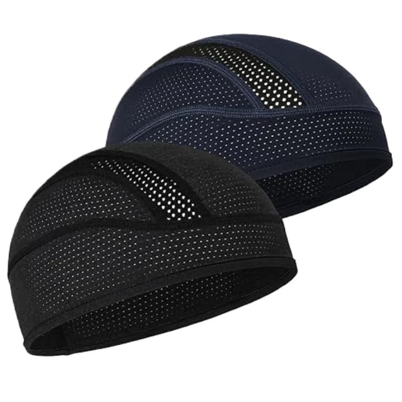 Cappello scheletrico piatto in rete traspirante, adatto a uomini e donne per fitness, ciclismo, corsa, come fodera per casco e sotto cappelli.