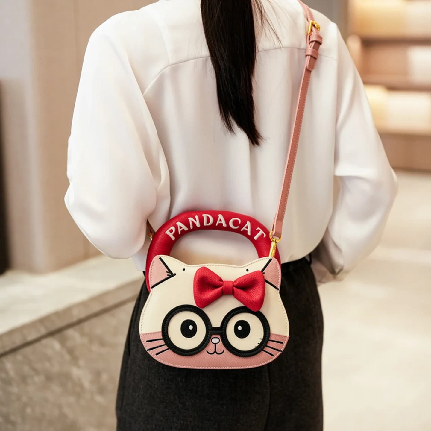 Mini Borsa con Motivo Gatto Carino, Borsa Multifunzionale da Donna, Tracolla, Porta Rossetto, Telefono e Profumo, Borsetta per Ragazze