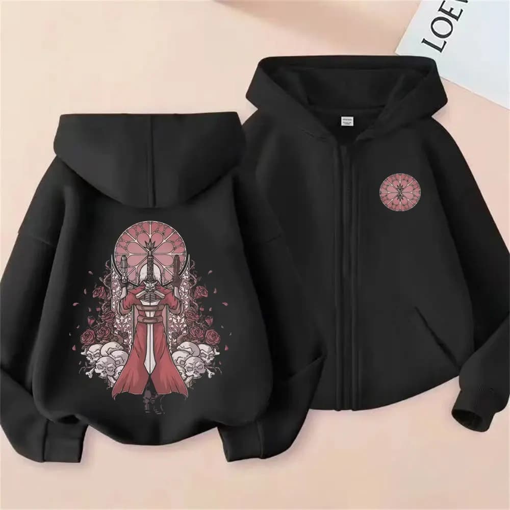 Game Devil May Cry Dante Zipper Hoodie Men Women Gothic Rock Style Zip Up Jacket Vintage Oversized Sweatshirt Streetwear Unisex