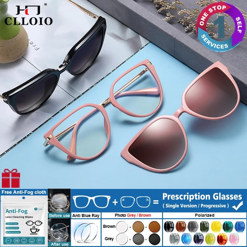 CLLOIO Magnetic reading glasses with fashionable women's clip Polarized driving sunglasses for outdoors View glasses for myopia 95318