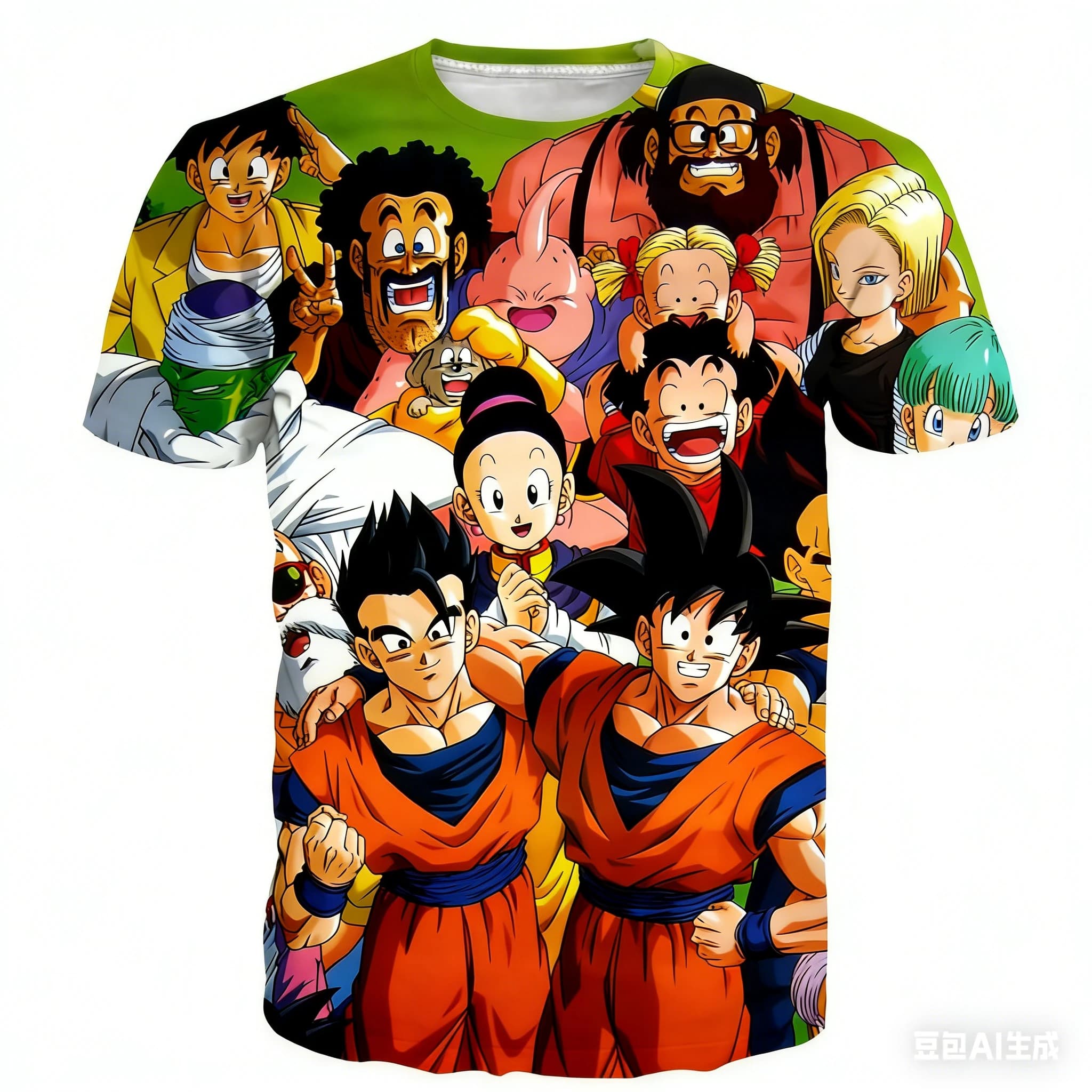 T-shirt stampata con personaggi di Dragon Ball Z, anime giapponese, tutti felici e amichevoli insieme, manga, per bambini e adulti, cosplay, abbigliamento.
