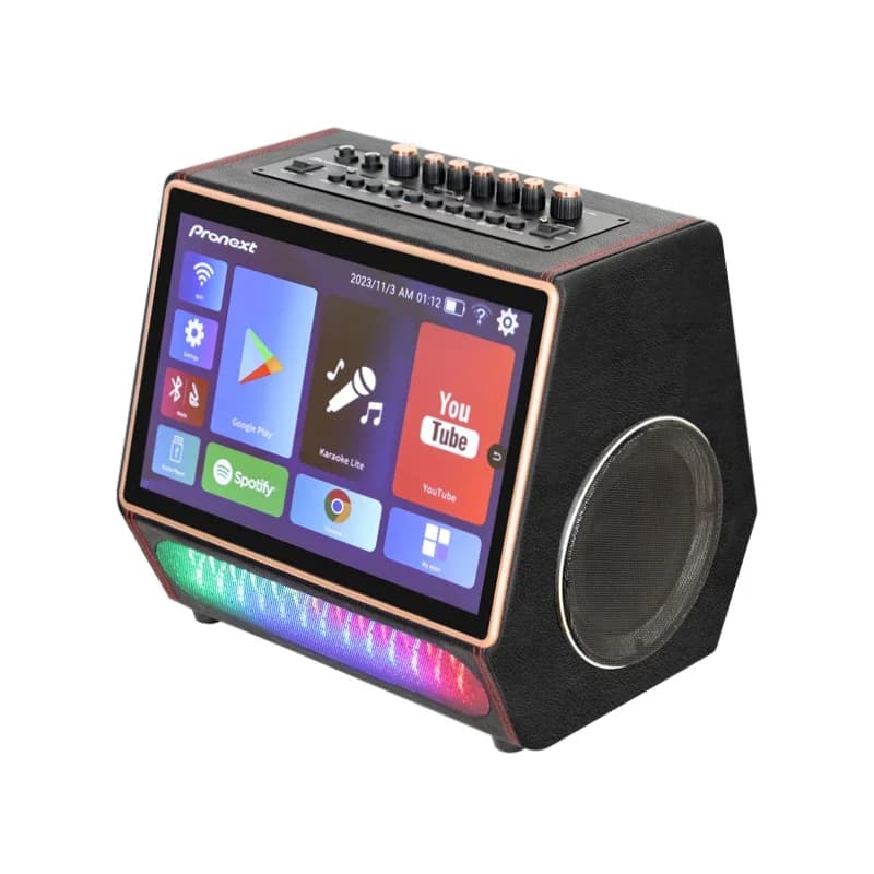 Macchina Karaoke All-In-One Potente e Ricaricabile con Doppio Woofer da 5.25'', 2 Vie, 40W, Android 12, Live OTG, Prezzo di Fabbrica