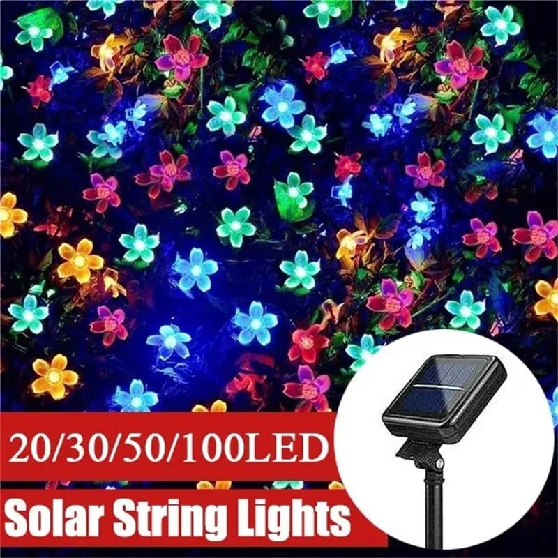 200/100/50/30/20LED Cortile esterno Luci fiabesche solari Fiori di ciliegio Luci solari a corda Lampada di illuminazione decorativa natalizia