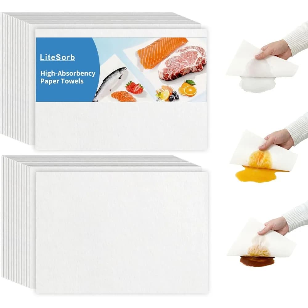 Ultra Strong and Highly Absorbent Natural Wood Pulp Kitchen Paper Towels Super Soft and Thick Quick Dry Sheets for Drying Fruits Washing Vegetables Cleaning Seafood and Raw Meat Effectively Soak Up Moisture Grease and
