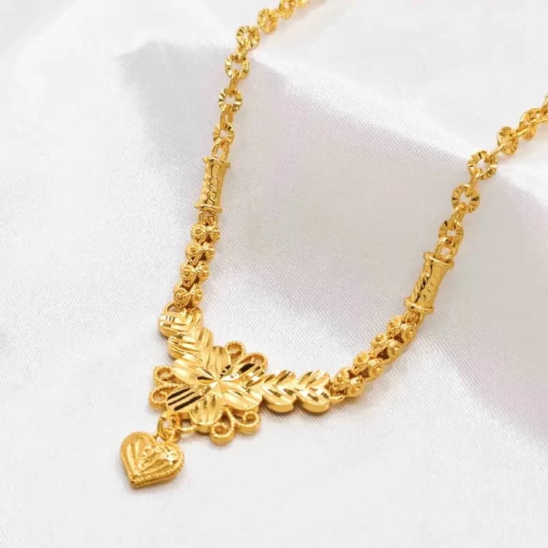 Luxury 24K 9999 Pure Gold real gold Women's Love Pendant Necklace