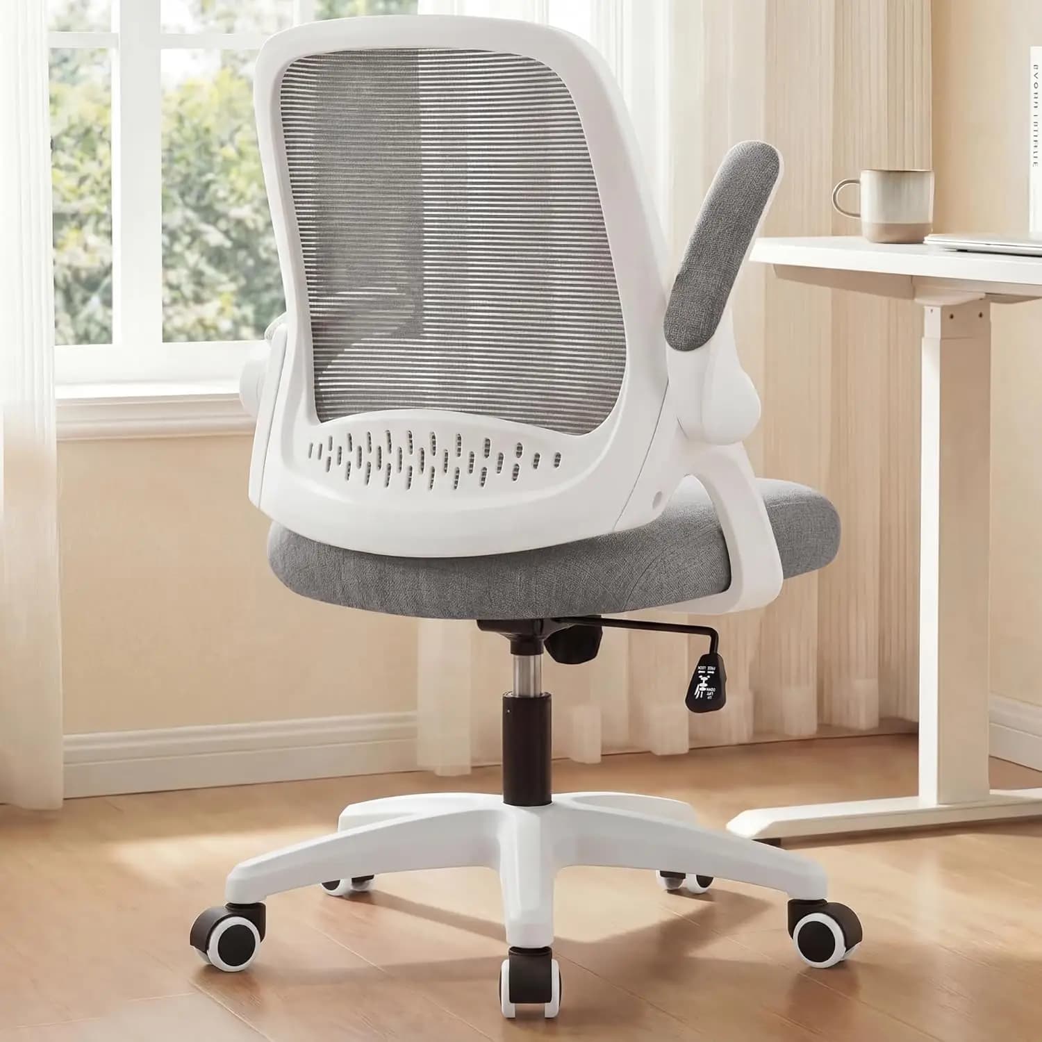 Office Desk Gaming Ergonomic Computer Chair with Lumbar Back Support Adjustable Height Swivel Rolling Wheels Flip-up Arms Mesh C