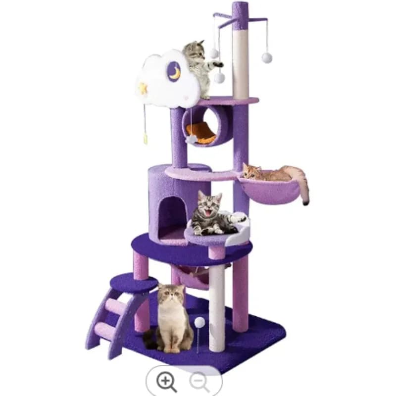 Woodiness Indoor Cat Tree Flower Tower Case Graffi Arrampicata Simpatico lusso viola Pet Cat Tree Habitat Training Forniture per animali domestici
