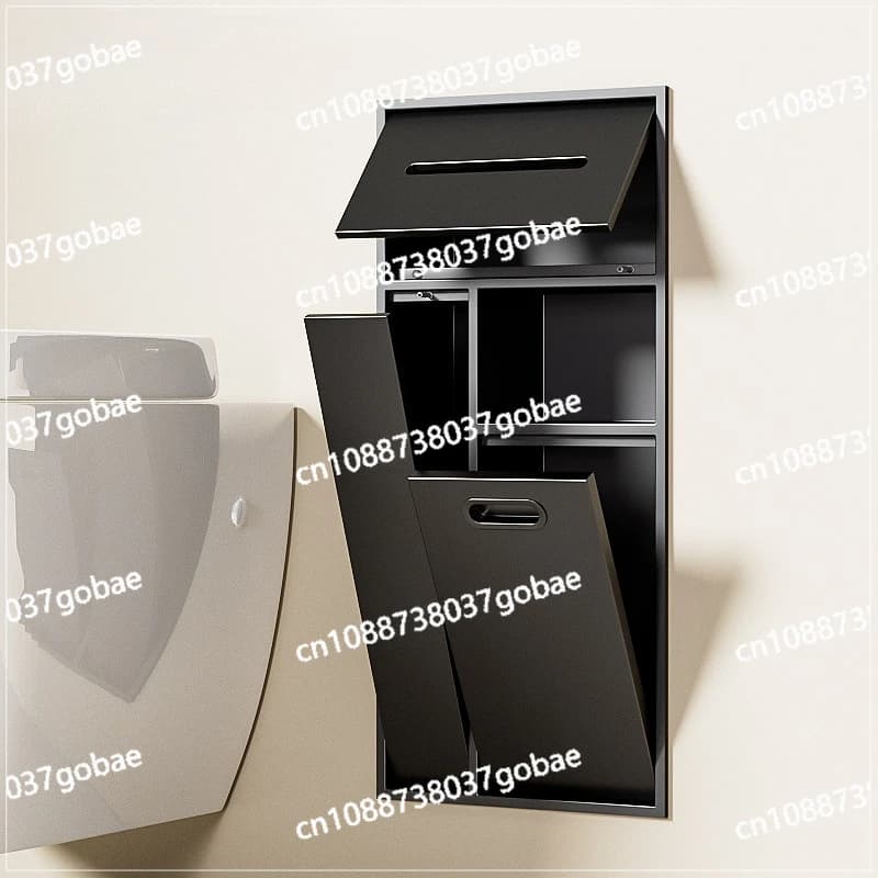 Bathroom built-in cabinet stainless steel built-in toilet wall niche multifunctional trash can shelf