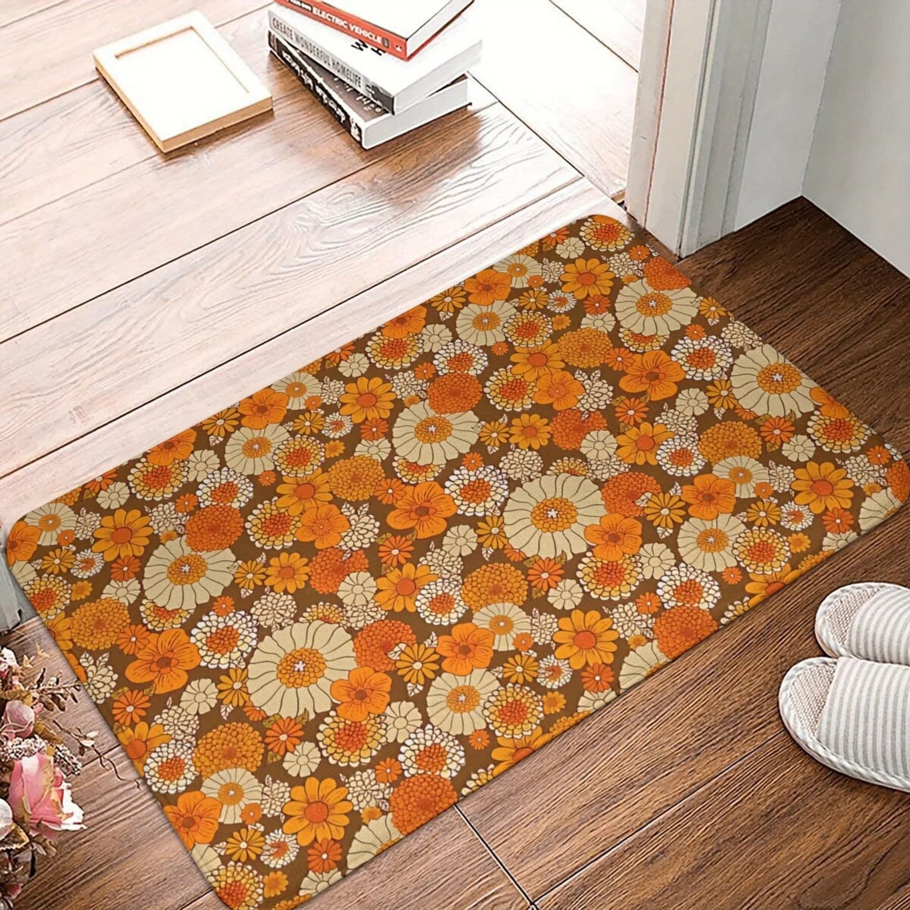 1PC modello fiori gialli tappetini per porte tappeti da cucina antiscivolo pop art soggiorno tappeti tappetino da bagno per la casa lavello lavanderia arredamento