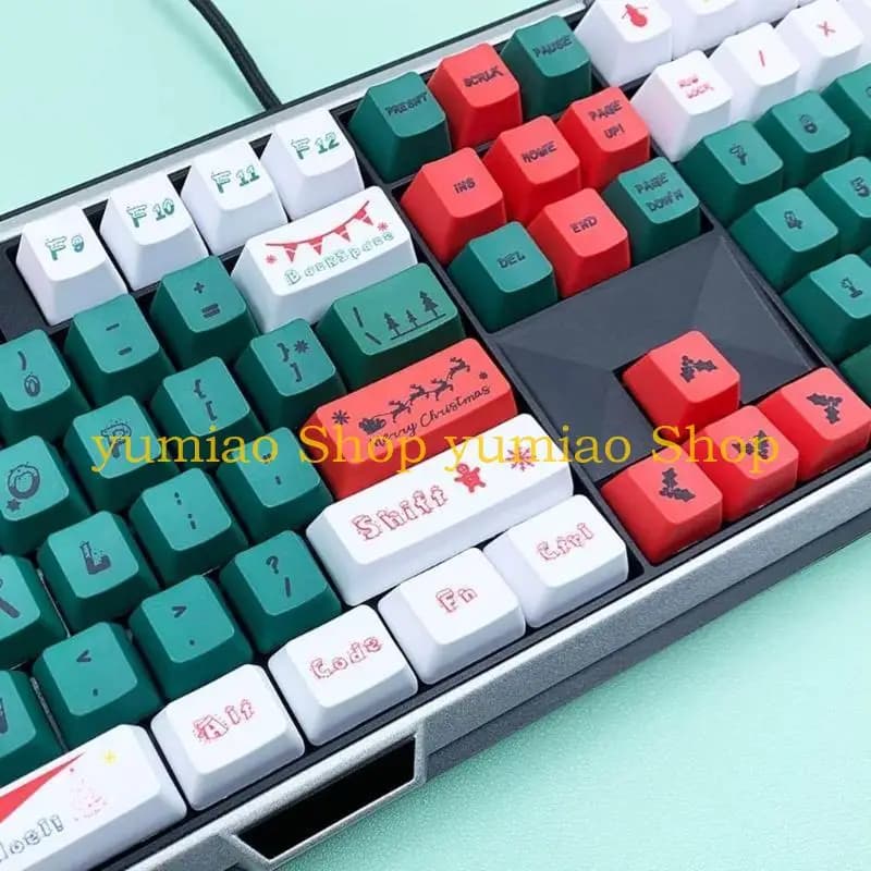 587B Christmas Theme 123 Keys OEM Profile Keycap Mechanical Keyboard Keycaps For CherryMX Switches Keys Caps for Holiday
