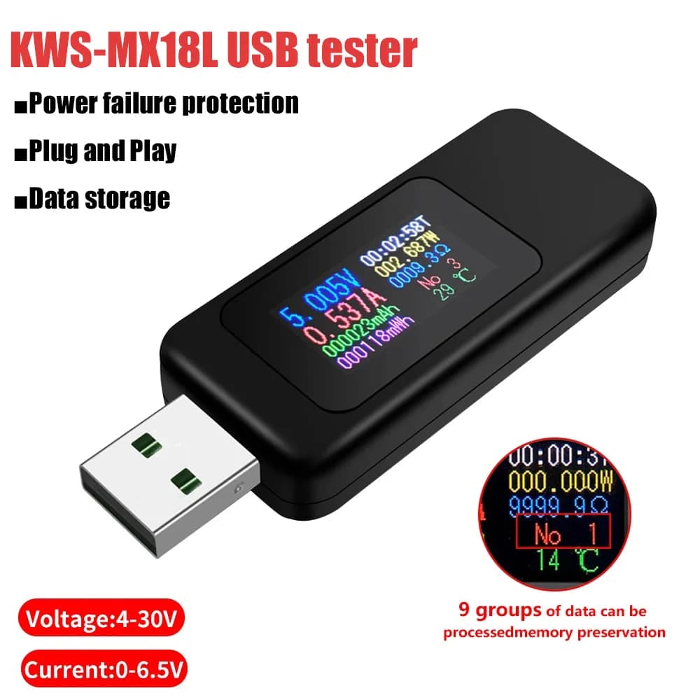 Tester USB 10 in 1 Voltmetro digitale CC Amperimetro Misuratore di tensione di corrente Amp Volt Amperometro Rilevatore Indicatore di carica della banca di potere