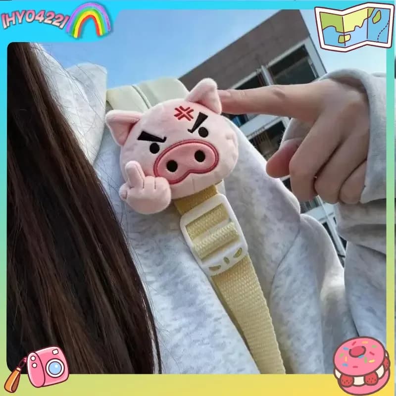 Doremi Furuwatan Ciondolo Staccabile a Forma di Maialino Arrabbiato, Decorazione in Peluche per Zaino, Accessorio per Borsa da Adulti