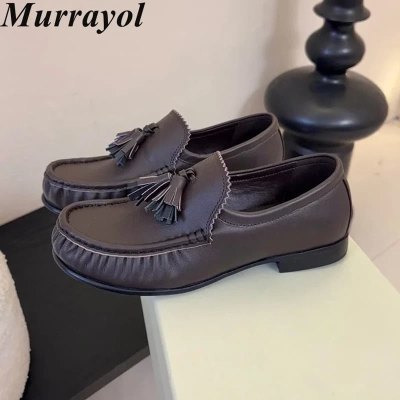 Mocassini pigri Scarpe basse con design a nappa pieghettata in vera pelle Scarpe singole casual da donna Scarpe da guida per pendolarismo primavera autunno