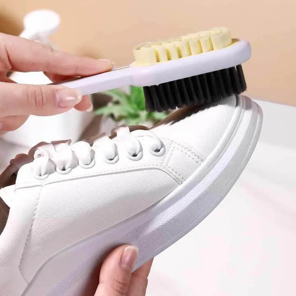 Spazzola per Pulizia Portatile a Doppia Faccia con Manico Lungo, Pratica Spazzola per Scarpe, Strumento Multifunzionale per la Pulizia