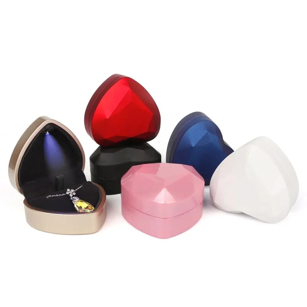 Women Portable Rings With LED Light Organizer Case Jewelry Display Box Ring Box Jewelry Holder