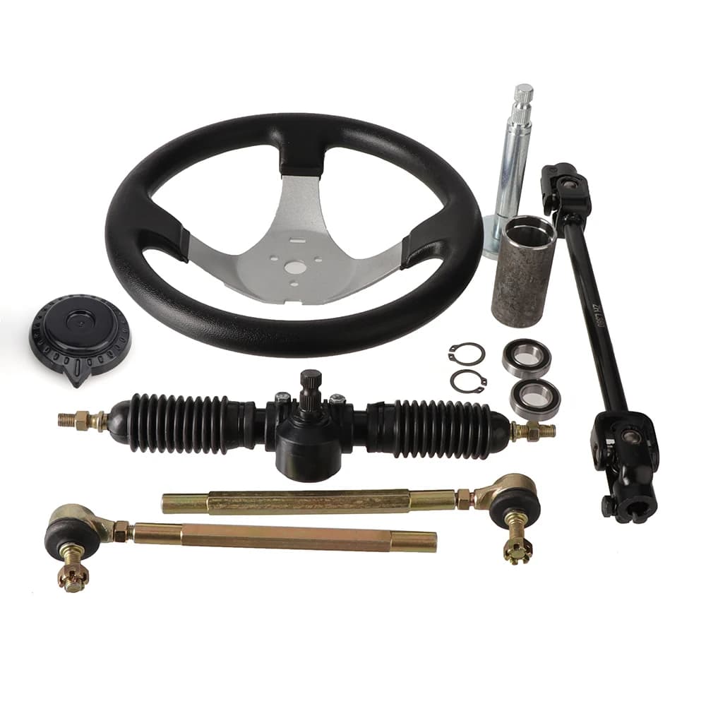 Completo Go Kart 300mm Volante 320mm/420mm Cremagliera Pignone Tirante Albero Per 110cc Karting FAI DA TE Quad Drift Trike