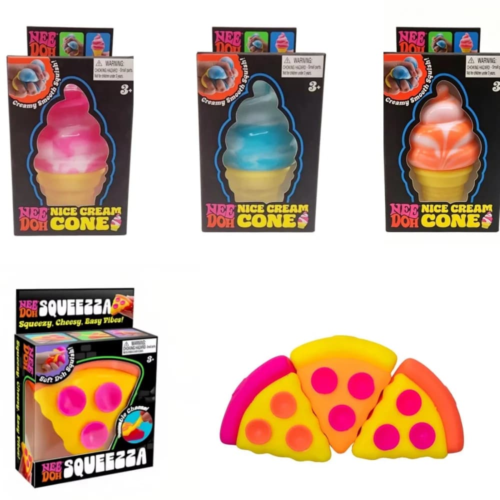 Schylling Needoh Pizza Sensory Stress Relief Cube, Fidget Cube for Anxiety Relief, Squeeze Toy for Focus, ADHD, Surprise Box,