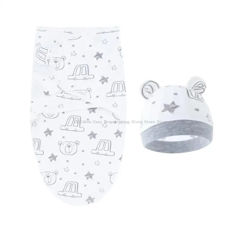 Elegant sleeping bag for children with coordinated hat. Cover for baby with hats set