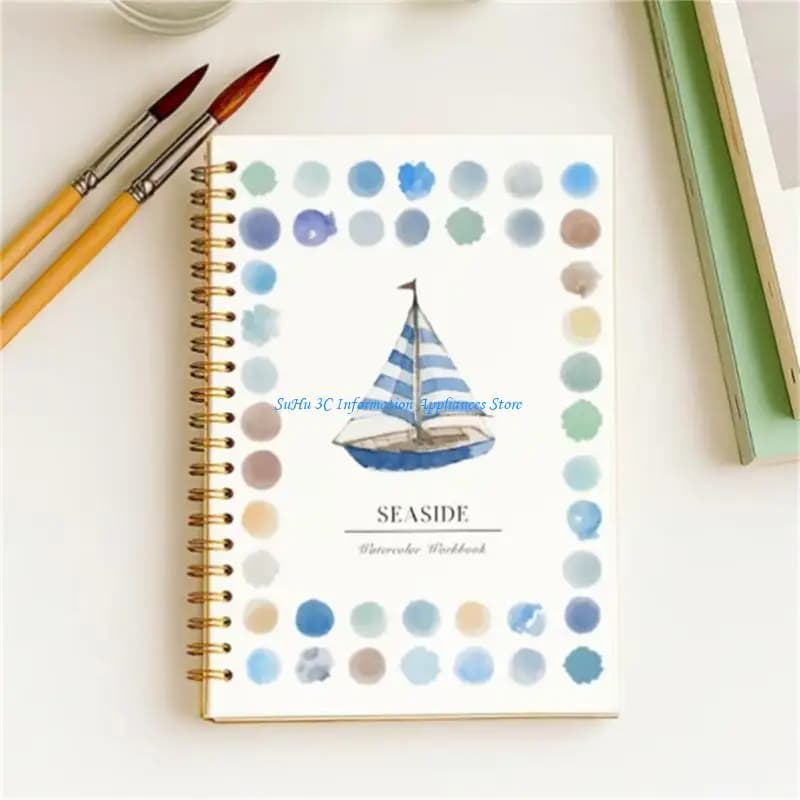 2Pcs Watercolor Paper Pad with 12 Color Watercolor Paint and Brush for Artist