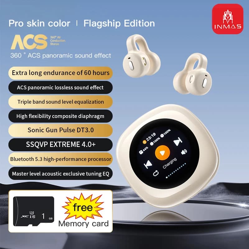 INMAS CT11 Cuffia auricolare aperta Conduzione ossea Wireless Bluetooth5.3 Auricolare Sport Clip auricolare Cuffie impermeabili per Android iOS