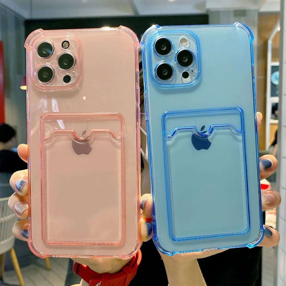 Transparent Wallet Phone Case for iPhone18 17 16 15 14 13 12 11 Pro Max 7 8 Plus X XR XS Mini SE Card Bag Slot Holder Cover