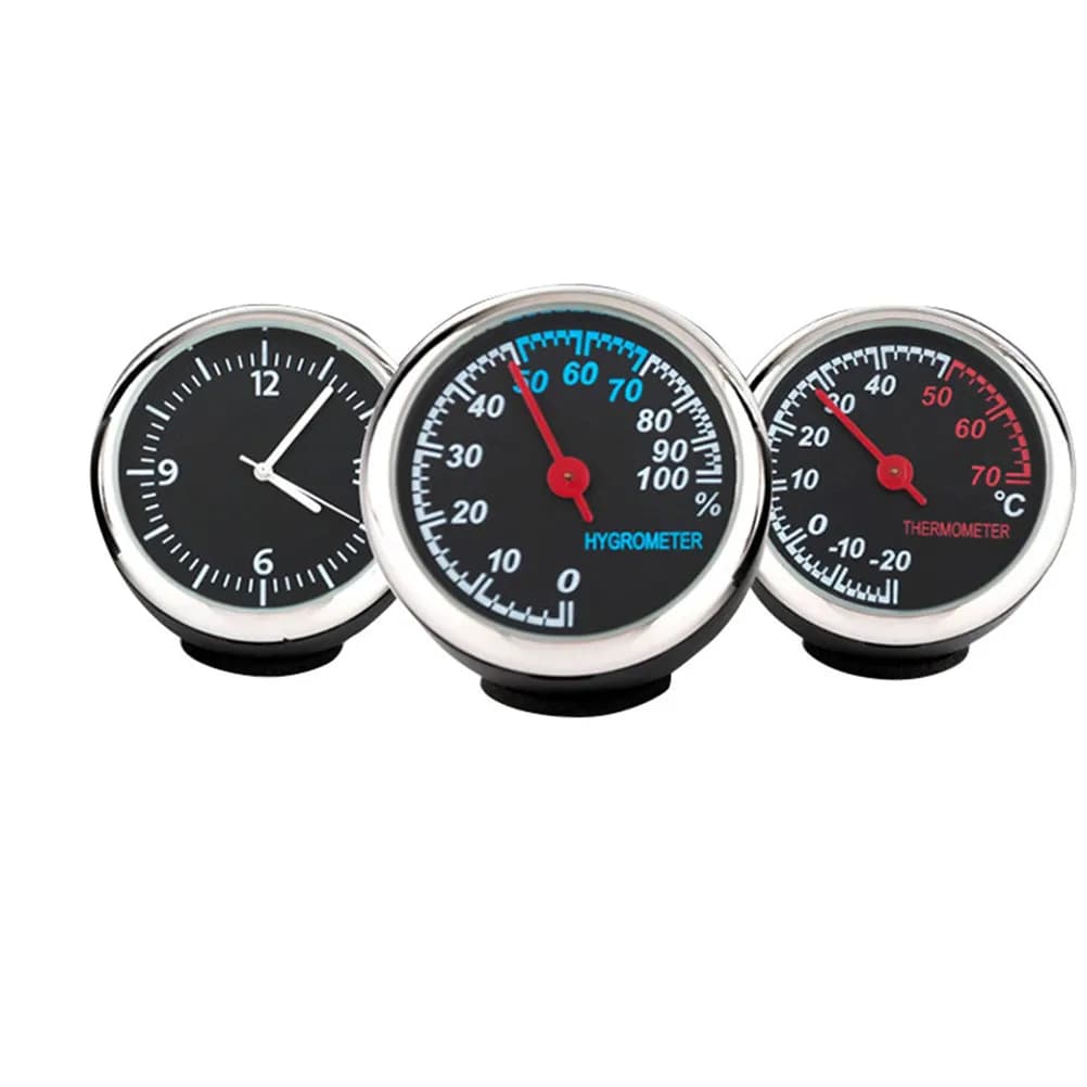 Orologio Elettronico per Auto Luminoso, Termometro Igrometro con Puntatore a Nucleo in Acciaio, Decorazione Retroilluminata per Cruscotto Auto