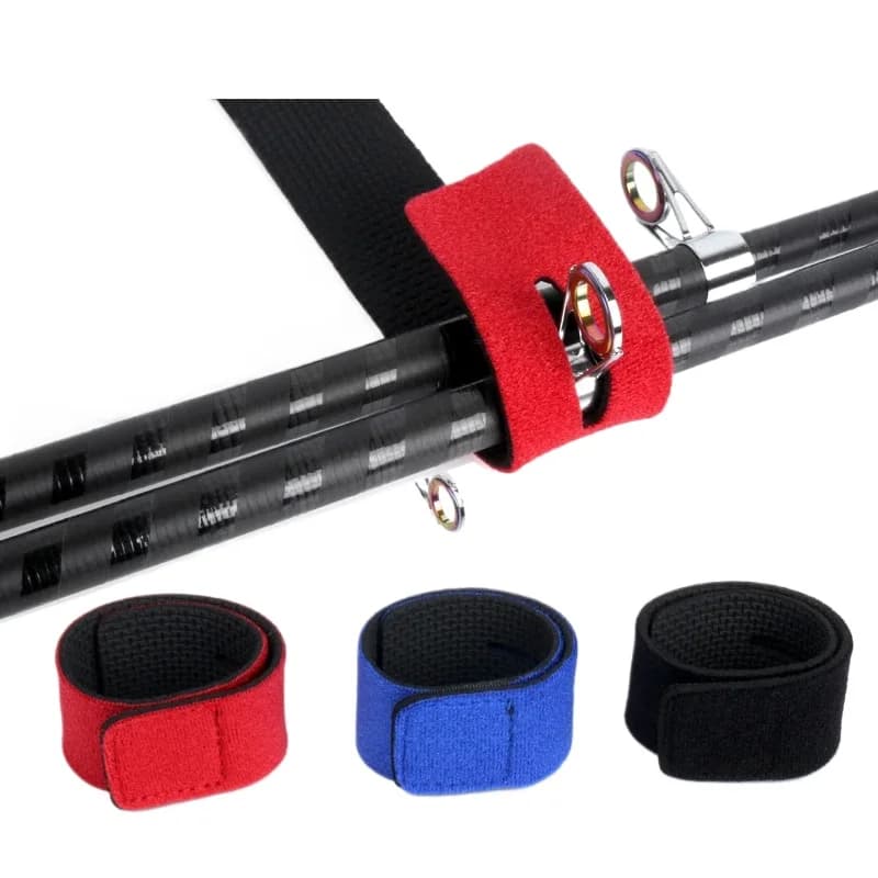 2PCS/Bag Fishing Rod Holder Straps Fastener Binding Belt Anti-slip Velcro Binding Straps For Lure Rod Elastic Belt Fishing Tool