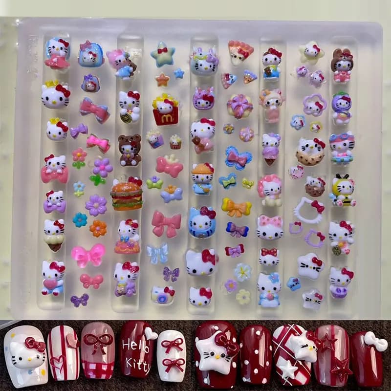 Simpatico cartone animato per unghie stampo in silicone 3D in rilievo intaglio Pochacco Hello Kitty parti di nail art modello di intaglio strumento di progettazione manicure fai da te