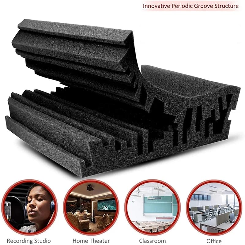 ABUP-24Pcs Pannelli Fonoassorbenti in Schiuma per Studio, Spugna Insonorizzante per Tamburi, Trattamento Assorbente per Sale KTV, Pannello Fonoassorbente in Poliuretano per Pareti