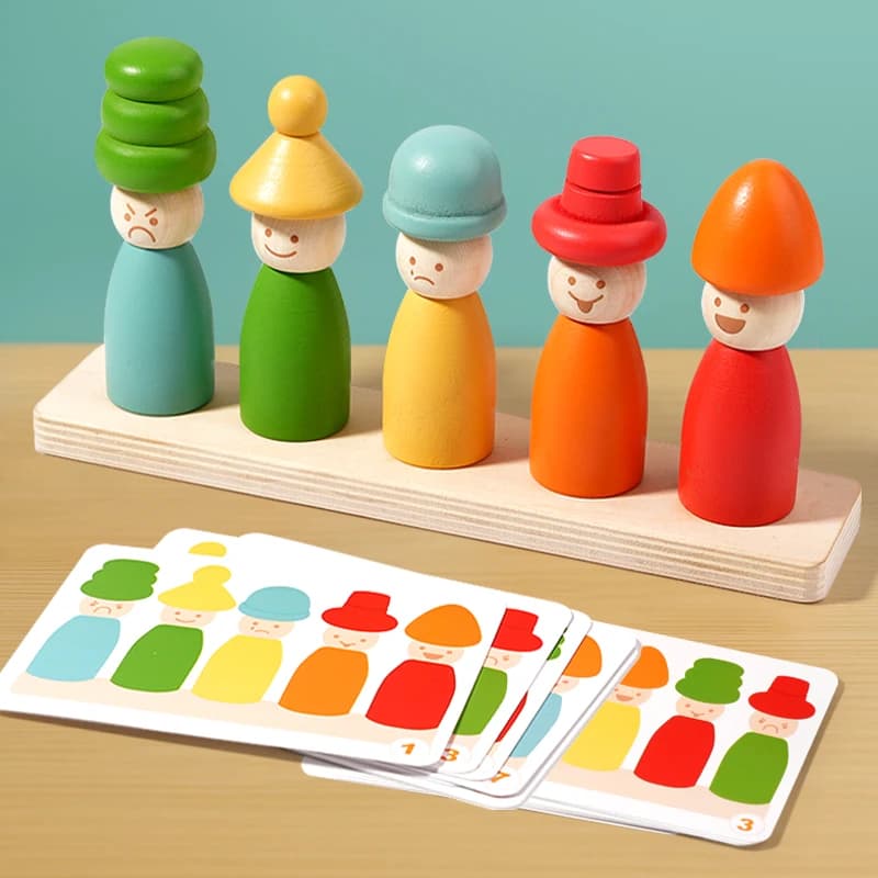 Giocattoli Educativi per la Motricità Fine, Gioco Montessori per Bambini con Cappelli Intercambiabili, Esercizi di Coordinazione Occhio-Mano